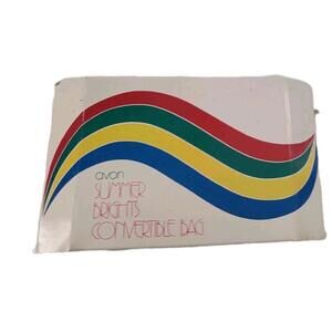 Vintage Avon Summer Brights Convertible Tote Bag 1980s Rainbow Wavy Stripes NIB
